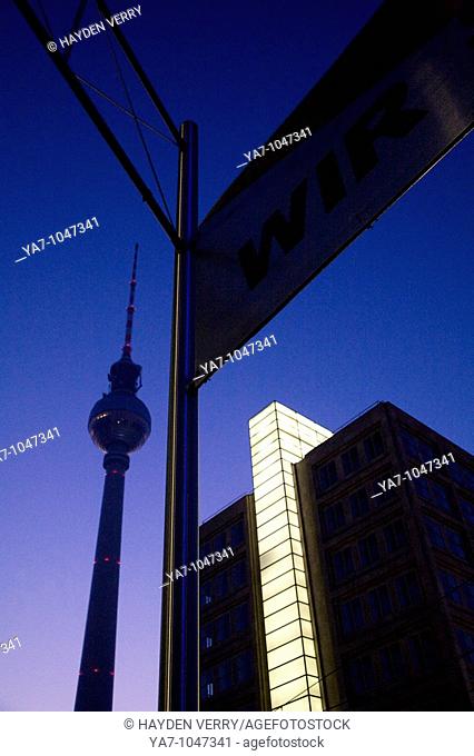 Tv Tower Berlin Germany at Night