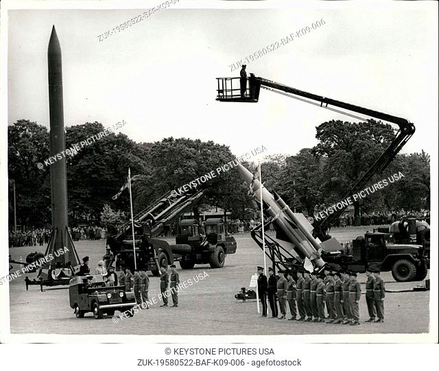 May 22, 1958 - Queen Visits Artillery H.Q: H.M. The Queen today visited a display gived by the Royal Artillery at Woolwich of equipment now in service and the...