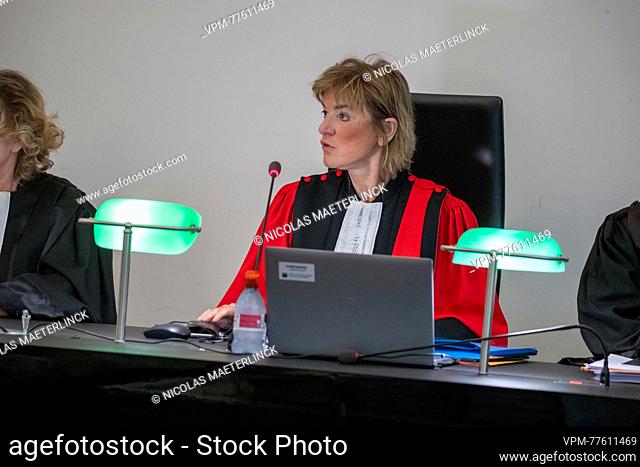 Chairwoman of the court Pascale Clauw pictured at the assizes trial of Vanhalst before the Assizes Court of East-Flanders Province in Gent