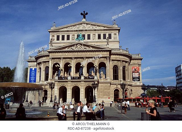 Old Opera and Lucae fountain, Frankfurt, Hessen, Germany