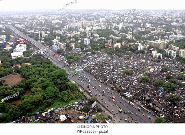 An aerial view of Western express highway at Andheri east junction in western suburb of Bombay Mumbai , Maharashtra , India