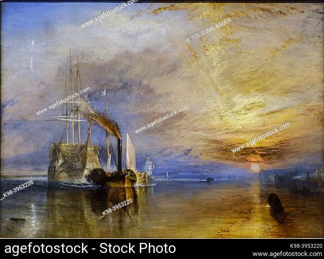 The Fighting Temeraire towed to the last berth of her to be broken up, Joseph Mallord William Turner, 1839, oil on canvas