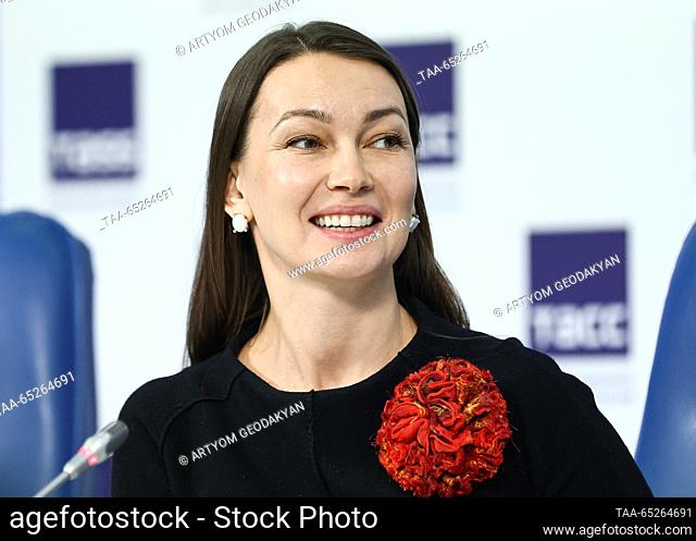 RUSSIA, MOSCOW - NOVEMBER 27, 2023: Creative Economy president, Russian Creative Week director Marina Abramova attends a press conference on the 3rd Russian...