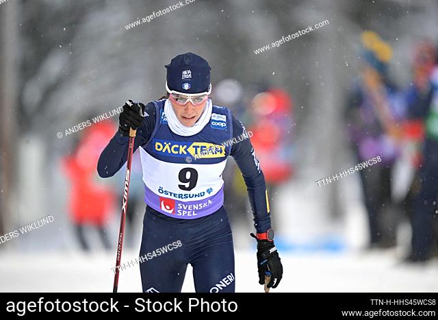 Caterina Ganz (ITA) during the women's sprint qualifying on Saturday in the World Cup in cross-country skiing at the Östersund ski stadium in Ostersund