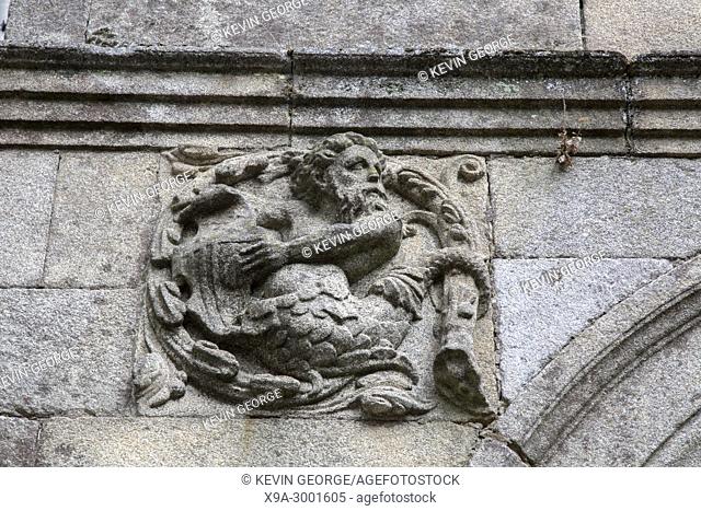Merman on Building Facade, Tras Salome Street; Santiago de Compostela; Galicia; Spain