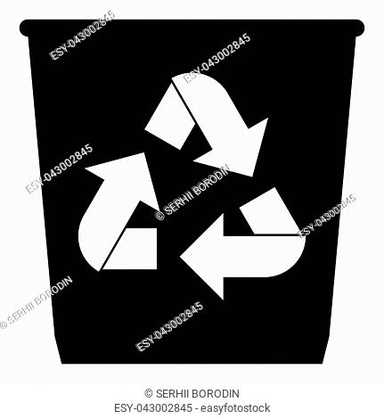 Trash basket icon with utilization arrows icon black color vector illustration isolated