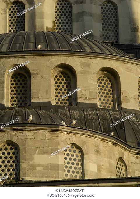 Sultan Ahmed Mosque (Sultan Ahmet Camii), by Sedefkâr Mehmed A?a, 1609-1617, 17th Century. Turkey, Istanbul. Detail. Detail of the windows with birds on the...