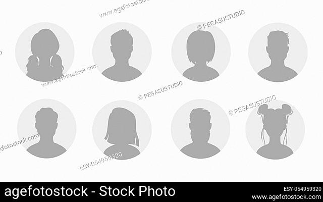 Collection of avatars and illustrations of male and female heads. Modern graphic cartoon style with various hairstyles. With the ability to insert individual...