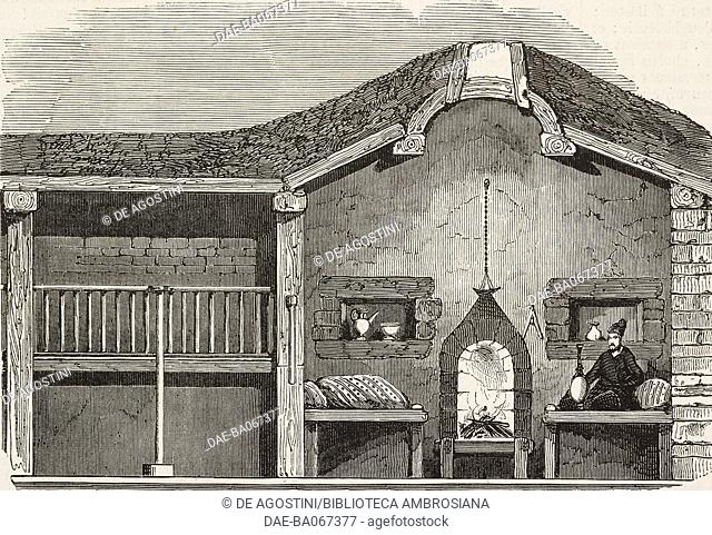 Vertical section of a building with a typical Armenian home, illustration from the magazine L'Illustration, Journal Universel, vol 13, no 335, July 28, 1849