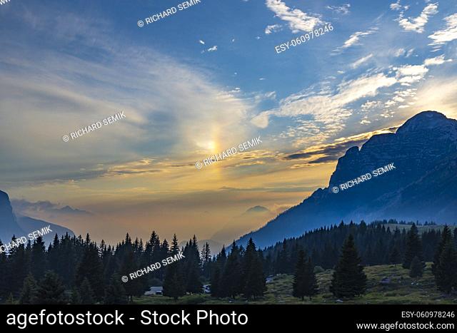 Dolomites on Italian and Slovenian border around mountain Monte Ursic with 2541 m in Julian Alps