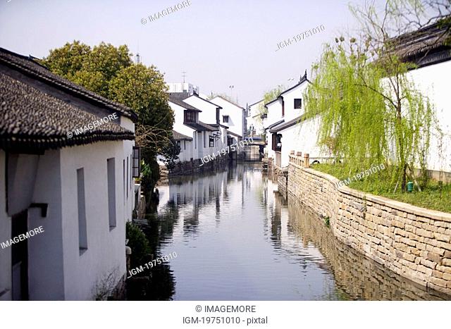 Suzhou, China, houses along the canal