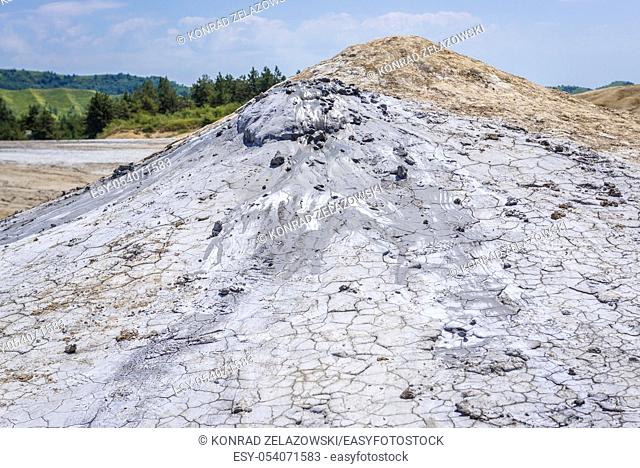 Dried soil in Vulcanii Noroiosi Paclele Mari - Berca Mud Volcanoes geological and botanical reservation in Scortoasa commune, Romania