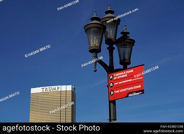 November 14th, 2023, Las Vegas Street Circuit, Las Vegas, FORMULA 1 HEINEKEN SILVER LAS VEGAS GRAND PRIX 2023, in the picture The Trump Hotel in Las Vegas