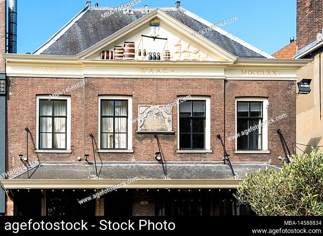Delft (Netherlands), historic old town, Waag, city scales from 1770
