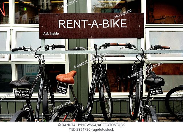 renting bicycle is easy and popular in Reykjavik, Iceland