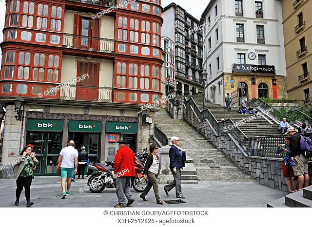 Miguel Unamuno Plaza, Casco Viejo, Bilbao, province of Biscay, Basque Country, Spain, Europe