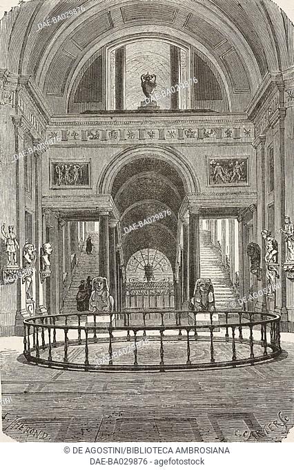 Greek Cross gallery, drawing by Emile Therond (1821-?) from The Vatican Museums, 1870, by Francesco Wey (1812-1882), from Il Giro del mondo (World Tour)