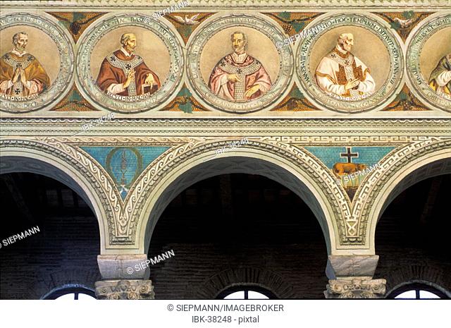 Basilica Sant Apollinare in Classe, mosaics displaying bishops, Ravenna, Province of Ravenna, Emilia-Romagna, Italy