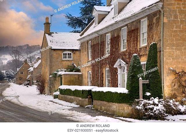 Broadway in snow, Cotswolds