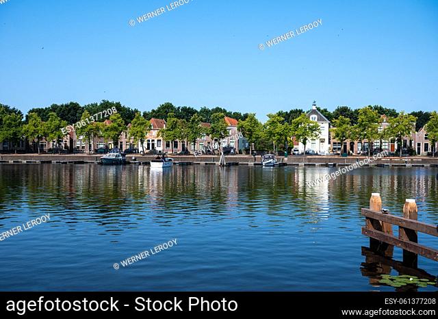 Blokzijl, Overijssel, The Netherlands - Landscape view over the harbor and lake on a hot summer day