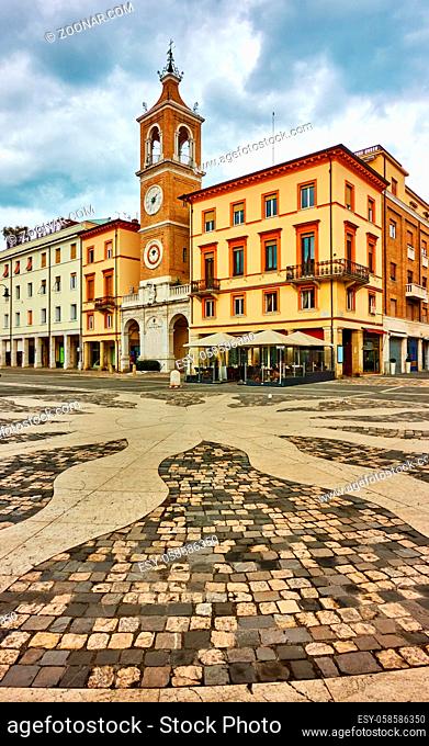 Square of the Three Martyrs (Piazza Tre Martiri) in Rimini, Italy