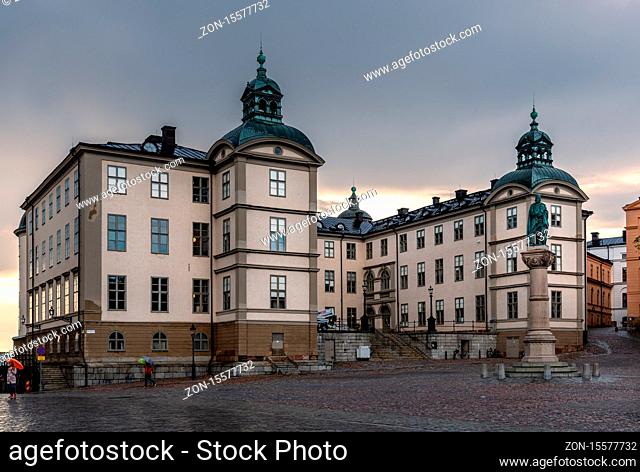 Stockholm, Sweden - August 8, 2019: Svea Court of appeal Palace in Riddarholmen Island at sunset