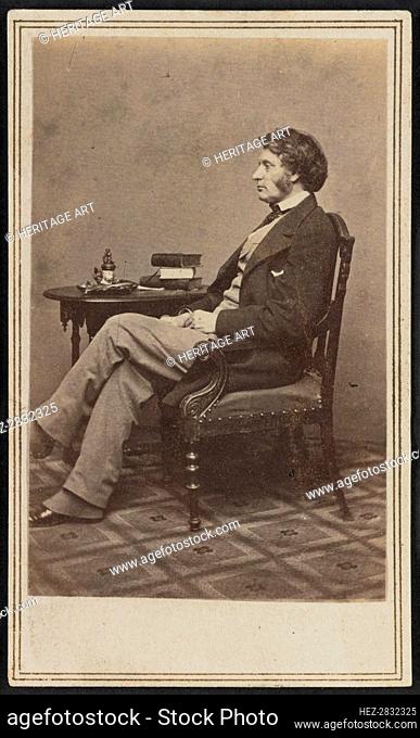 Carte-de-visite portrait of Charles Sumner, 1860s. Creators: Mathew Brady, Charles Sumner