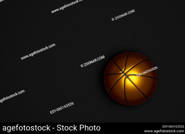 Golden basketball on a black background, 3d rendering