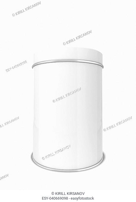 Blank tin can. 3d illustration isolated on white background