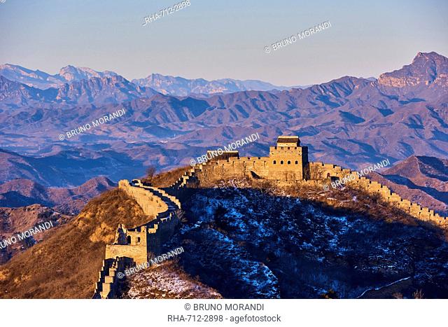 Elevated view Jinshanling and Simatai sections of the Great Wall of China, Unesco World Heritage Site, China, East Asia
