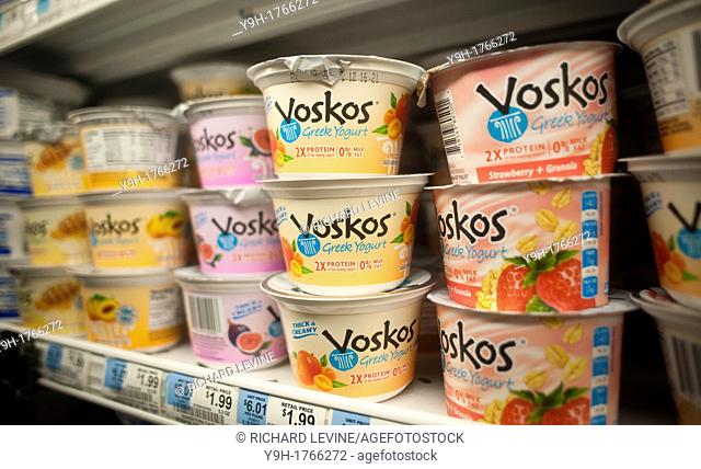 Containers of Voskos greek style yogurt are seen on a supermarket shelf in New York Greek style yogurt has become popular in the last few years with several...