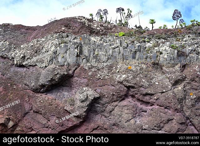 Overlapping of differents lava flows. Anaga Peninsula, Tenerife, Canary Islands, Spain