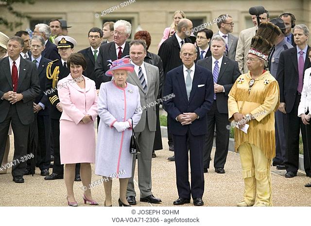 Her Majesty Queen Elizabeth II, Queen of England and the Duke of Edinburgh, Prince Philip, Virginia Governor Timothy M. Kaine and First Lady Anne Holton...