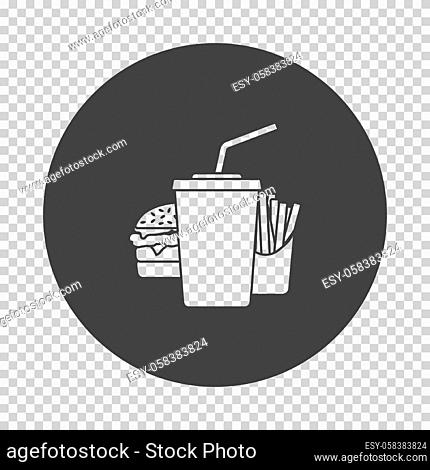 Fast Food Icon. Subtract Stencil Design on Tranparency Grid. Vector Illustration