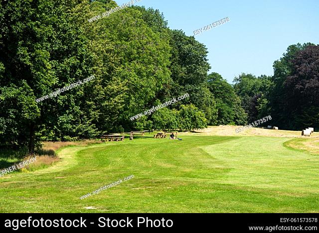 Lennik, Flemish Brabant Region - Belgium - 07 20 2021 Green park and surroundings of the Groeneberg castle domain