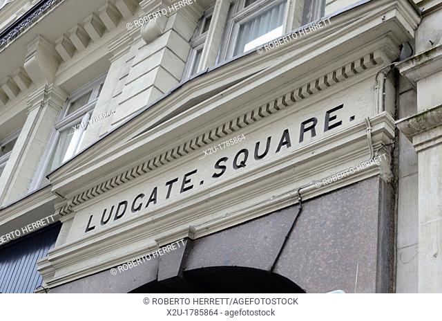 Ludgate Square sign, Ludgate Hill, London, England