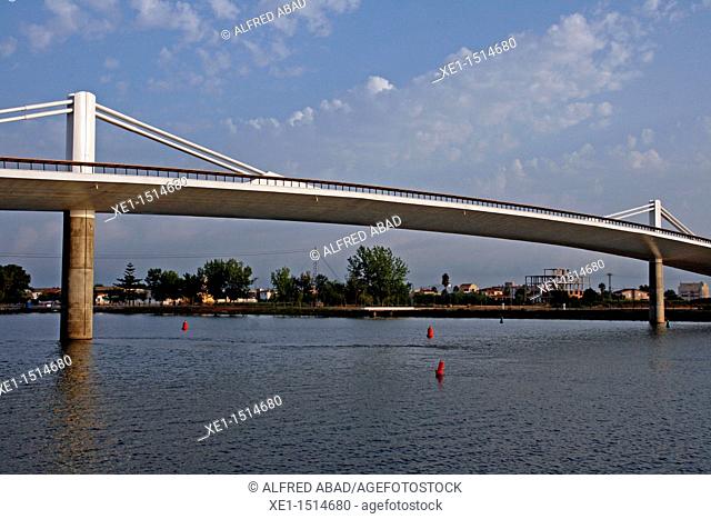 Lo passador bridge, Ebro river, Deltebre, Catalonia, Spain