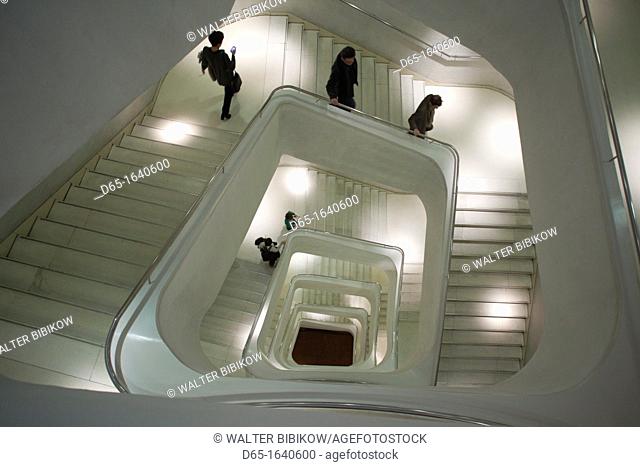 Spain, Madrid, Paseo del Prado Area, Caixa Forum, Herzog and de Meuron architects, interior, staircase