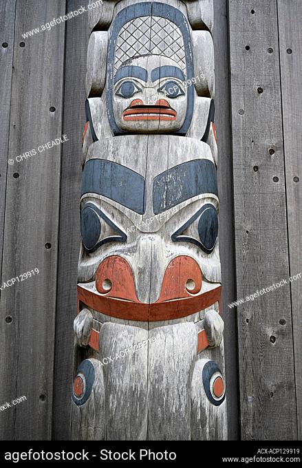 Sgang Gwaay details, by Tim Boyko at Haida Heritage Centre at Kay Llnagaay, Skidegate, Haida Gwaii, Formerly known as Queen Charlotte Islands, British Columbia