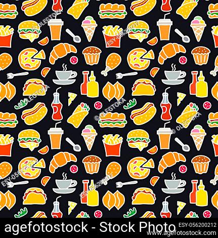 illustration of the fast food seamless pattern