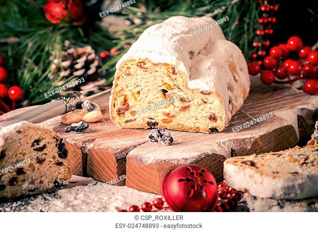 Stollen.Traditional German Christmas cake