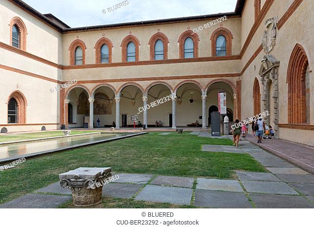 Sforzesco Castle: ducal court, Milan, Lombardy, Italy