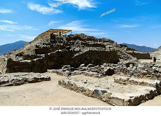 Caral ( 2600 BCE and 2000 BCE) the most ancient city of the Americas. Supe valley. Peru. UNESCO World Heritage