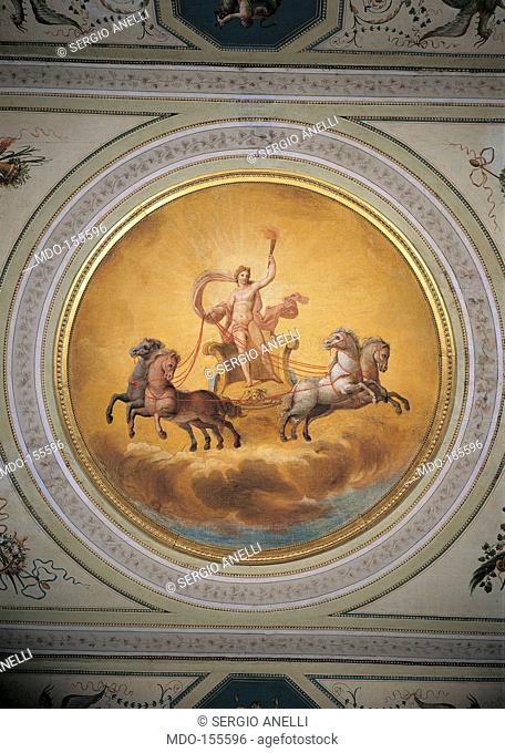 Apolloss Chariot, by Anonymous artist, 19th Century, 1800 -1825 about, fresco, . Italy, Lazio, Rome, Palazzo Spada, Zodiaco Room, vault