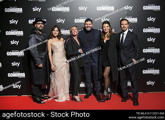 Cast : Marco D'Amore, Ivana Lotito, Gina Gardini producer, Salvatore Esposito, Maria Pia Calzone, Arturo Muselli during the Red carpet of the tv series...