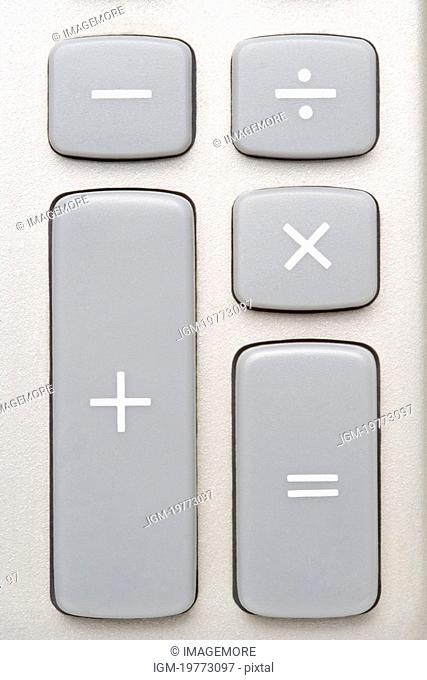 Keypad with minus, plus sign, equal, multiplication and division