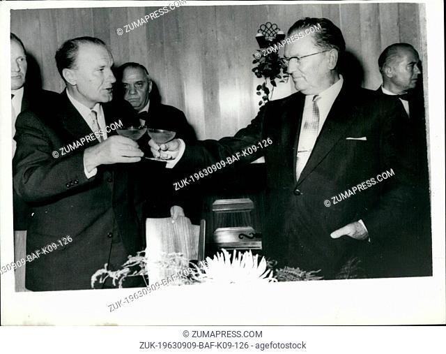 Sep. 09, 1963 - Kadar in Yugoslavia: The Hungarian Premier Janos Kadar is on a visit to Yugoslavia and President Tito has given a dinner in his honour at the...