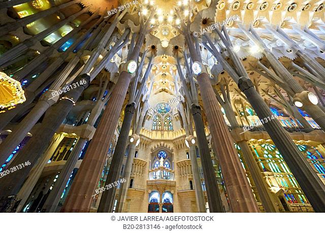 La Sagrada Familia Church, by the architect Antoni Gaudi, Eixample district, Barcelona, Catalonia, Spain