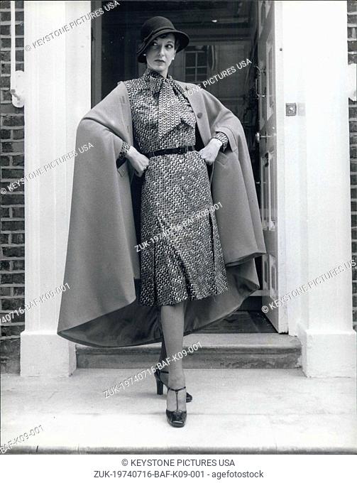 Jul. 16, 1974 - Hardy Amies autumn and winter womens wear collection 74: This morning Hardy Amies, held a fashion show for his Autumn and Winter Womens wear for...