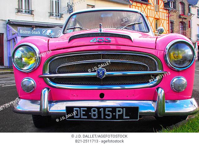 Peugeot c. 1960 vintage car at Cancale, Ille-et-Vilaine, Brittany, France